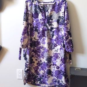 Floral Printed Purple Dress